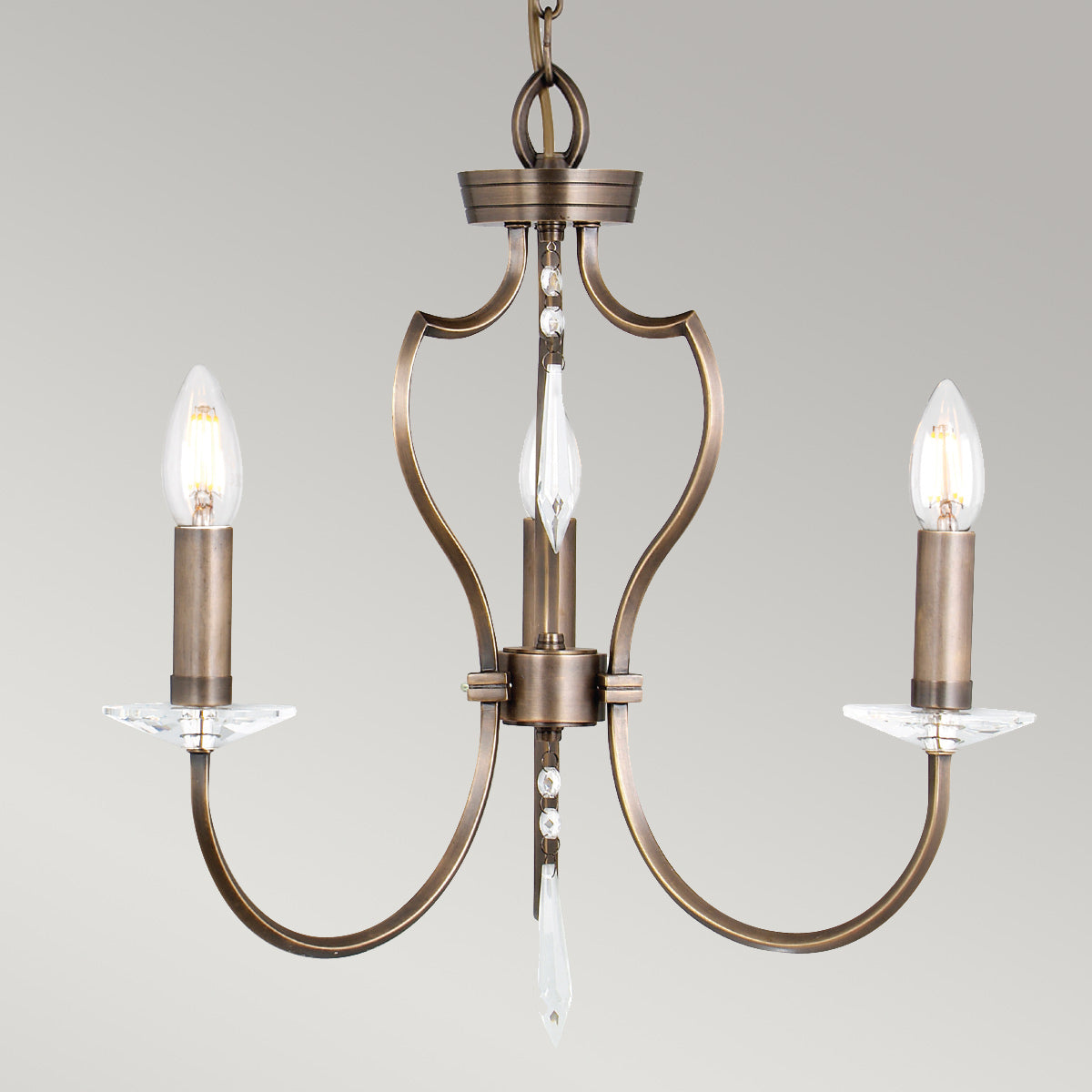 Elstead Lighting Chandelier from the Pimlico range. Pimlico 3 Light Chandelier - Dark Bronze  Product Code = PM3-DB