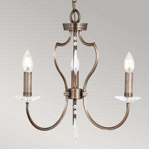 Elstead Lighting Chandelier from the Pimlico range. Pimlico 3 Light Chandelier - Dark Bronze  Product Code = PM3-DB