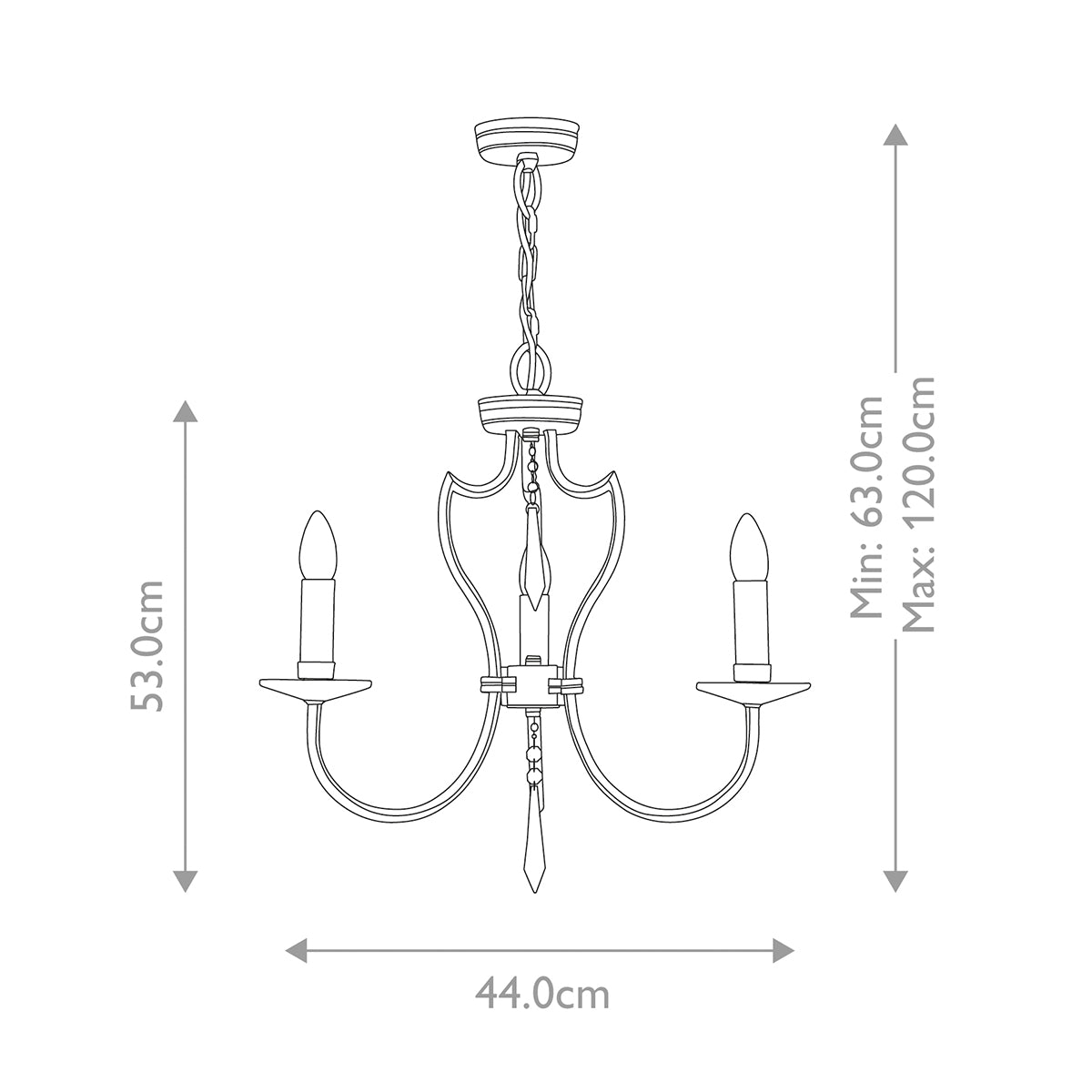 Elstead Lighting Chandelier from the Pimlico range. Pimlico 3 Light Chandelier - Dark Bronze  Product Code = PM3-DB