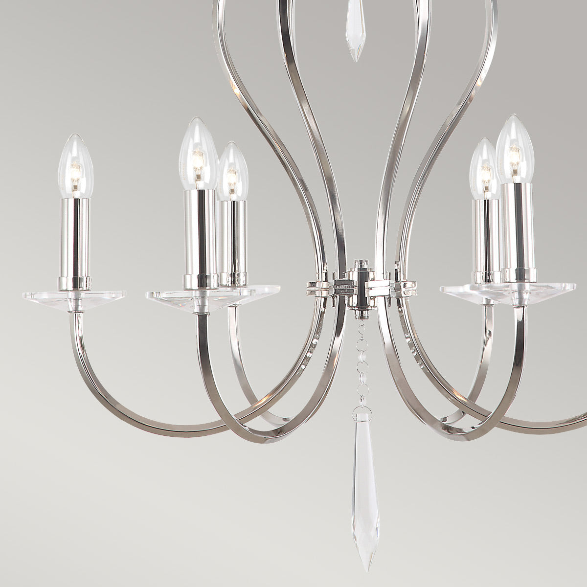 Elstead Lighting Chandelier from the Pimlico range. Pimlico 6 Light Chandelier - Polished Nickel  Product Code = PM6-PN