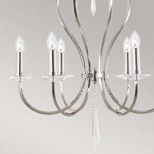 Elstead Lighting Chandelier from the Pimlico range. Pimlico 6 Light Chandelier - Polished Nickel  Product Code = PM6-PN