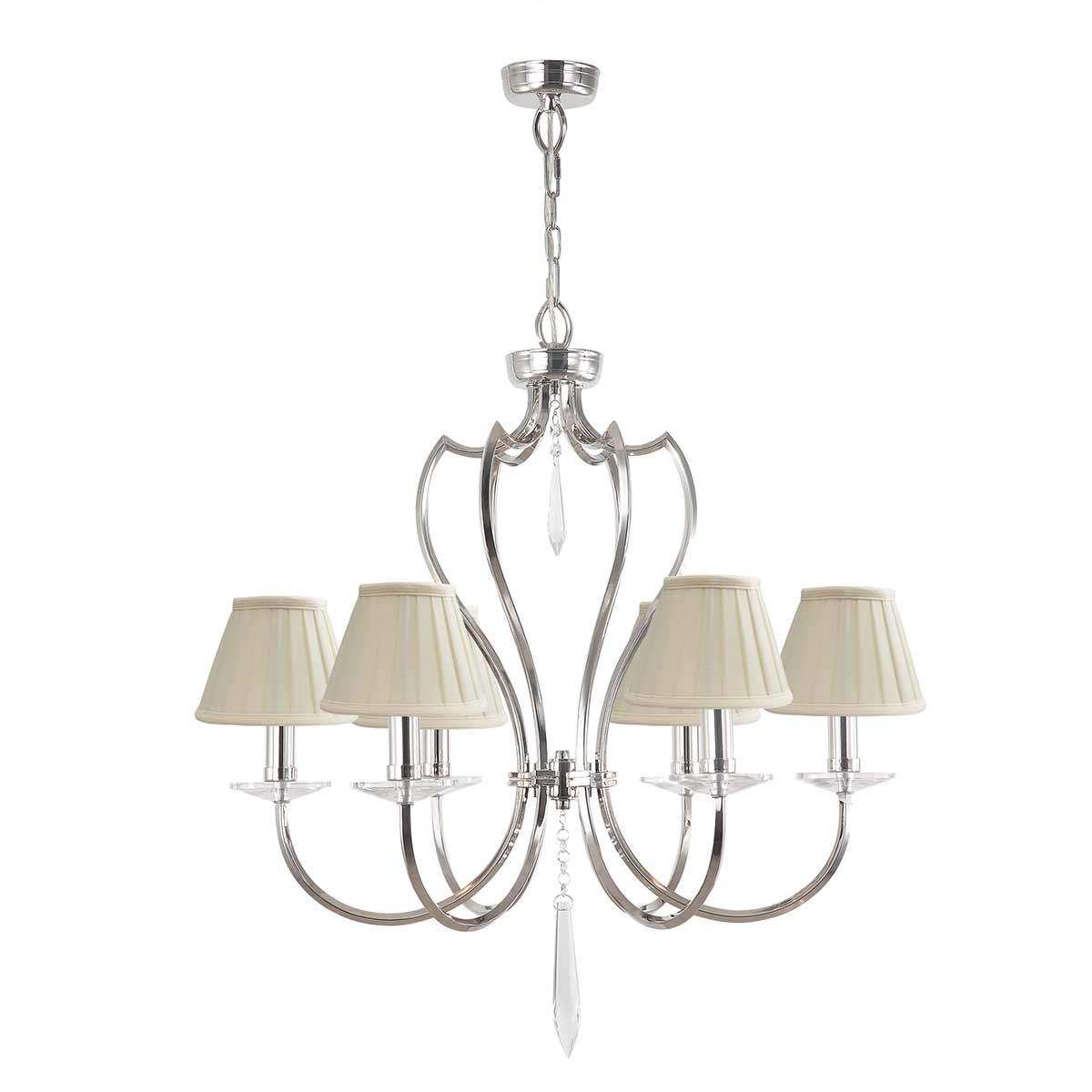 Elstead Lighting Chandelier from the Pimlico range. Pimlico 6 Light Chandelier - Polished Nickel  Product Code = PM6-PN