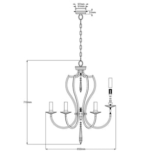Elstead Lighting Chandelier from the Pimlico range. Pimlico 6 Light Chandelier - Polished Nickel  Product Code = PM6-PN
