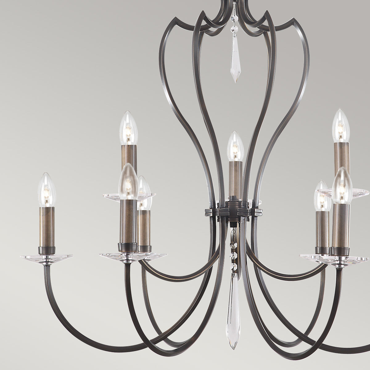 Elstead Lighting Chandelier from the Pimlico range. Pimlico 9 Light Chandelier - Dark Bronze  Product Code = PM9-DB