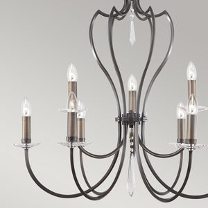 Elstead Lighting Chandelier from the Pimlico range. Pimlico 9 Light Chandelier - Dark Bronze  Product Code = PM9-DB