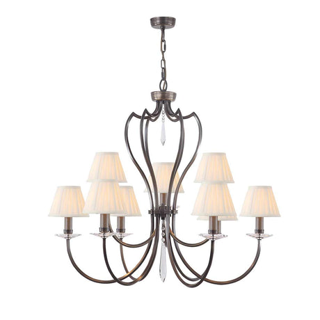 Elstead Lighting Chandelier from the Pimlico range. Pimlico 9 Light Chandelier - Dark Bronze  Product Code = PM9-DB