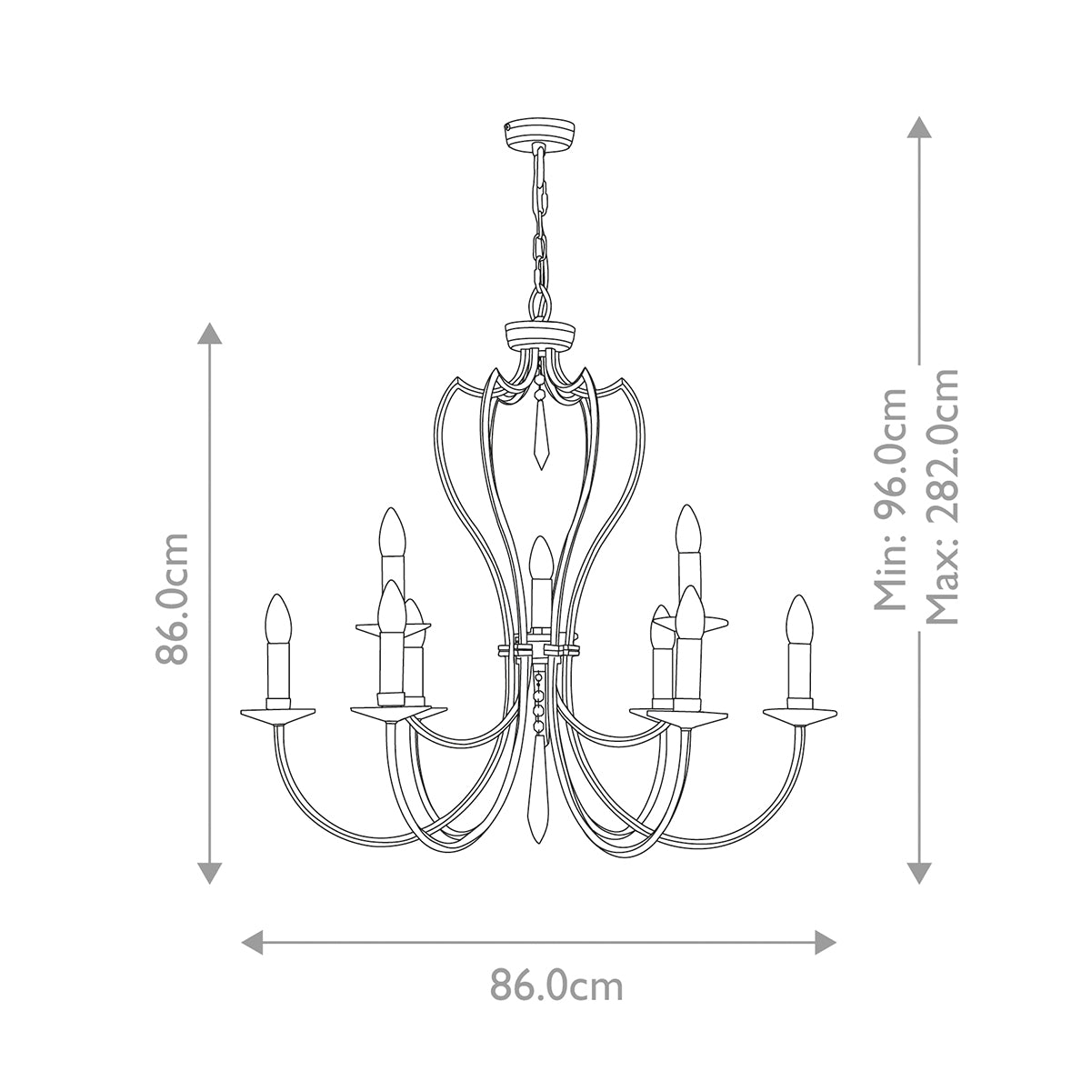 Elstead Lighting Chandelier from the Pimlico range. Pimlico 9 Light Chandelier - Dark Bronze  Product Code = PM9-DB