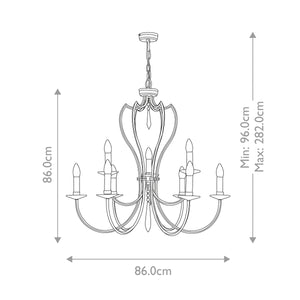 Elstead Lighting Chandelier from the Pimlico range. Pimlico 9 Light Chandelier - Dark Bronze  Product Code = PM9-DB
