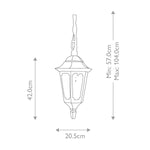 Elstead Lighting Outdoor Hanging from the Parish range. Parish 1 Light Chain Lantern – SKU PR9-BLACK