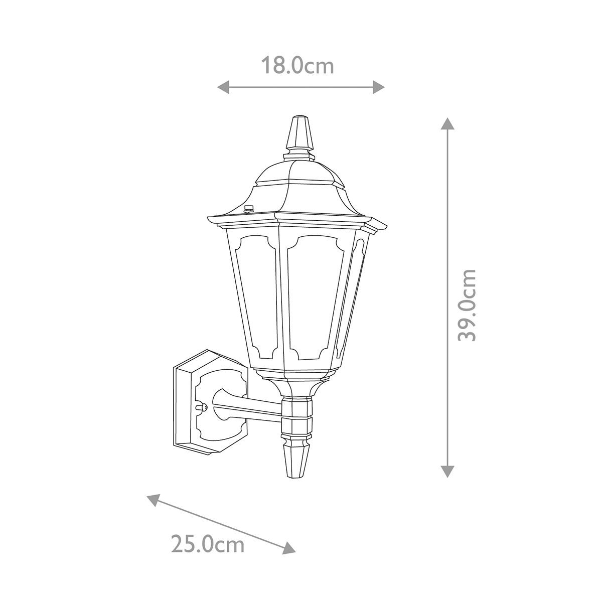 Elstead Lighting Outdoor Wall Light from the Parish Mini range. Parish Mini 1 Light Up Wall Lantern – SKU PRM1-BLACK