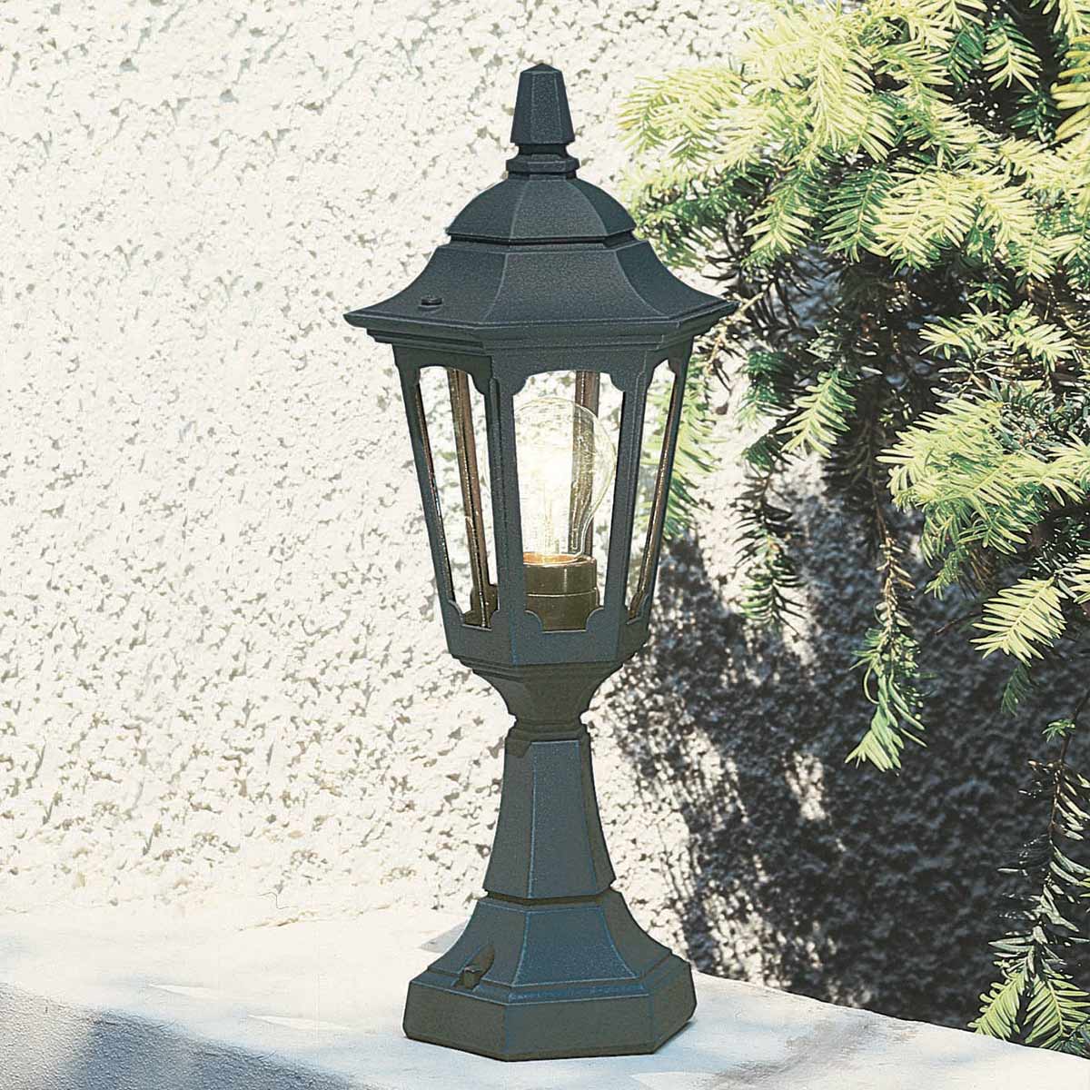 Elstead Lighting Pedestal Lantern from the Parish Mini range. Parish Mini 1 Light Pedestal Lantern  Product Code = PRM4-BLACK