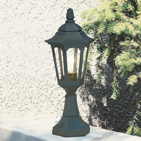 Elstead Lighting Pedestal Lantern from the Parish Mini range. Parish Mini 1 Light Pedestal Lantern  Product Code = PRM4-BLACK