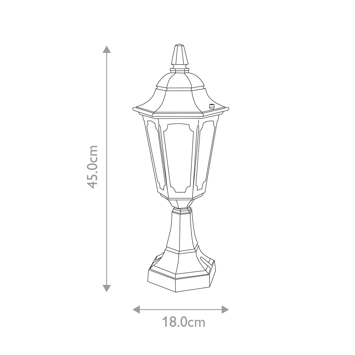 Elstead Lighting Pedestal Lantern from the Parish Mini range. Parish Mini 1 Light Pedestal Lantern – SKU PRM4-BLACK