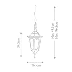 Elstead Lighting Outdoor Hanging from the Parish Mini range. Parish Mini 1 Light Chain Lantern – SKU PRM9-BLACK