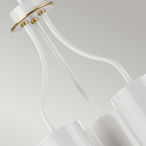 Elstead Lighting Chandelier from the Quinto range. Quinto 3 Light Chandelier - White Aged Brass Product Code = QUINTO3-WAB
