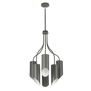 Elstead Lighting Chandelier from the Quinto range. Quinto 6 Light Chandelier - Dark Grey Polished Nickel Product Code = QUINTO6-GPN