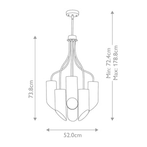 Elstead Lighting Chandelier from the Quinto range. Quinto 6 Light Chandelier - Dark Grey Polished Nickel Product Code = QUINTO6-GPN