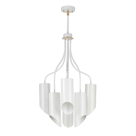 Elstead Lighting Chandelier from the Quinto range. Quinto 6 Light Chandelier - White Aged Brass Product Code = QUINTO6-WAB
