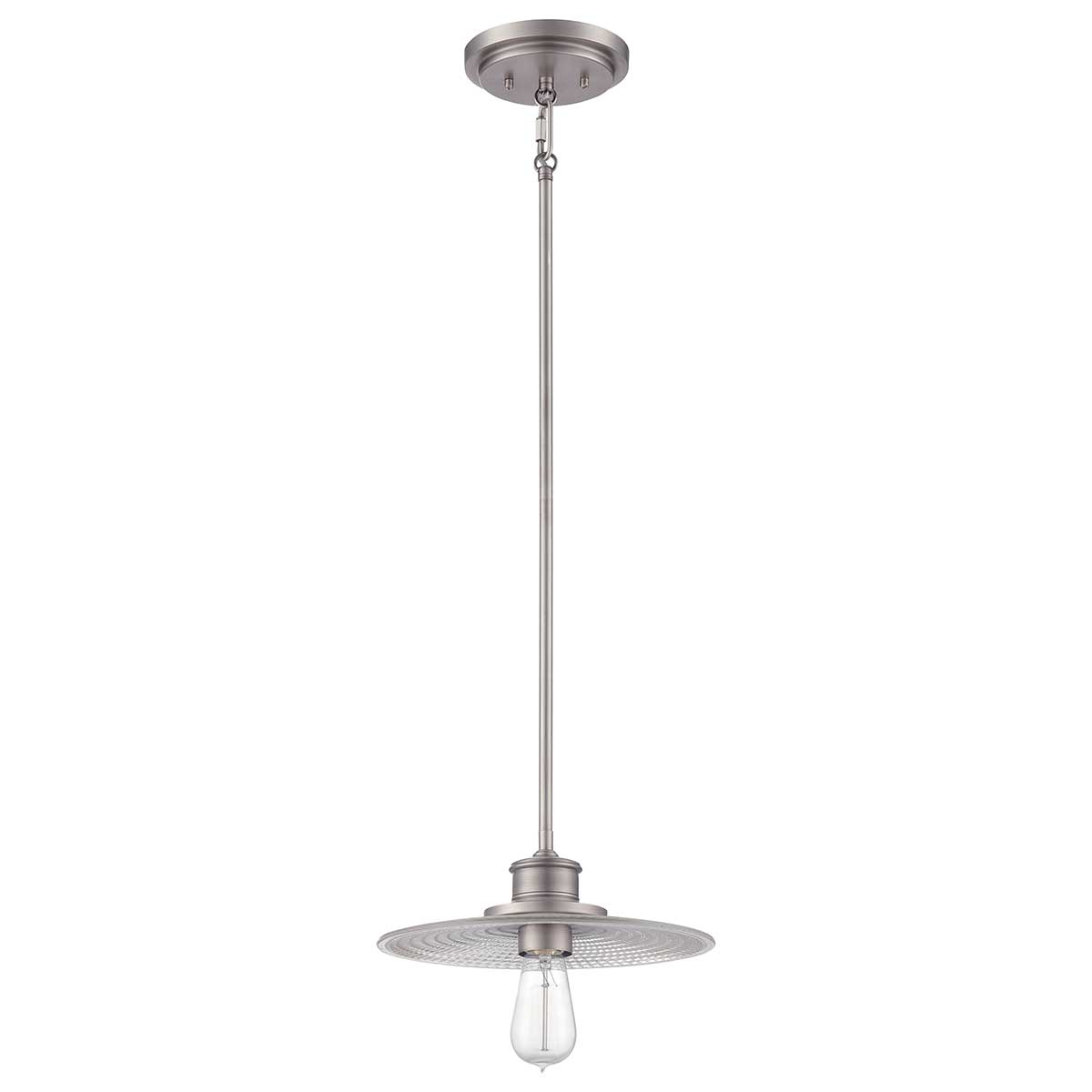 Quoizel Pendant from the Admiral range. Admiral 1 Light Mini Pendant - Nickel Product Code = QZ-ADMIRAL-P-AN