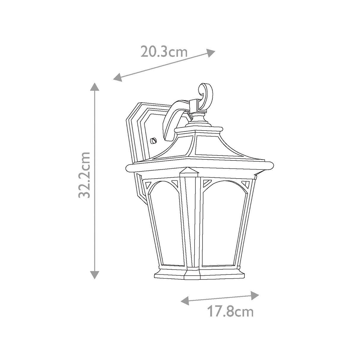 Quoizel Outdoor Wall Light from the Bedford range. Bedford 1 Light Small Wall Lantern – SKU QZ-BEDFORD2-S