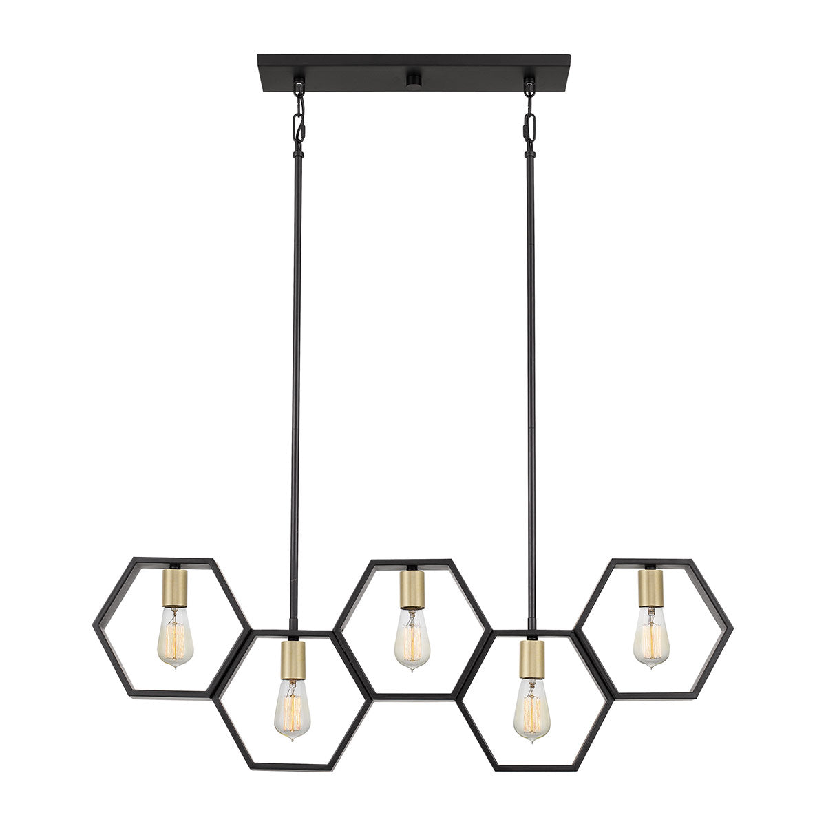 Quoizel Linear Chandelier from the Bismarck range. Bismarck 5 Light Linear Pendant Product Code = QZ-BISMARCK-ISLE-EK
