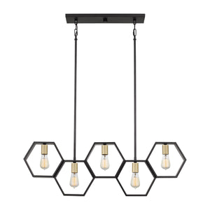 Quoizel Linear Chandelier from the Bismarck range. Bismarck 5 Light Linear Pendant Product Code = QZ-BISMARCK-ISLE-EK