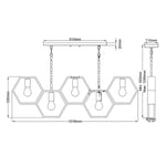 Quoizel Linear Chandelier from the Bismarck range. Bismarck 5 Light Linear Pendant – SKU QZ-BISMARCK-ISLE-EK