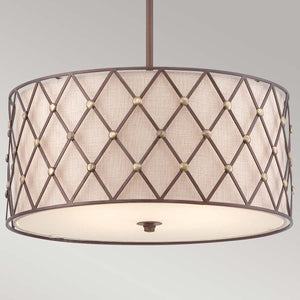 Quoizel Pendant from the Brown Lattice range. Brown Lattice 4 Light Large Pendant Product Code = QZ-BROWN-LATTICE-P-L