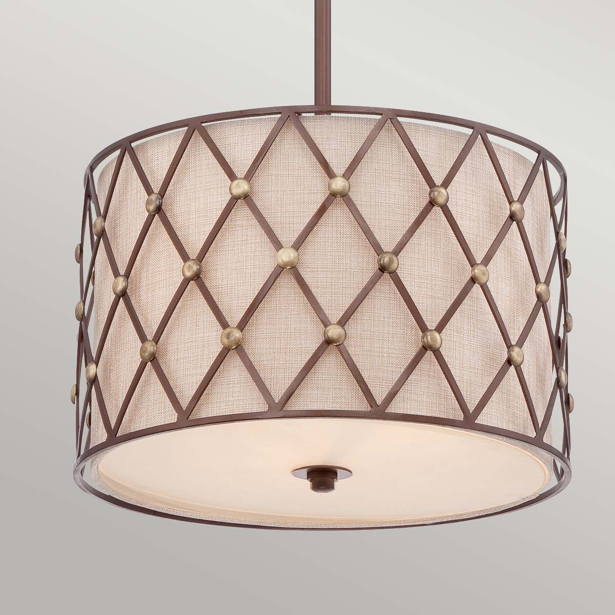 Quoizel Pendant from the Brown Lattice range. Brown Lattice 3 Light Medium Pendant Product Code = QZ-BROWN-LATTICE-P-M