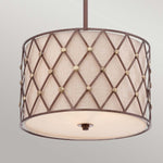 Quoizel Pendant from the Brown Lattice range. Brown Lattice 3 Light Medium Pendant Product Code = QZ-BROWN-LATTICE-P-M