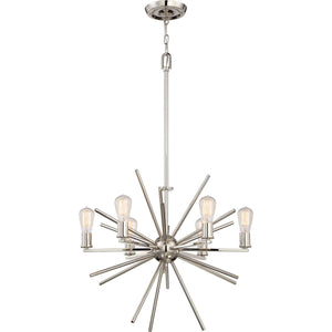 Quoizel Chandelier from the Carnegie range. Carnegie 6 Light Chandelier - Imperial Silver Product Code = QZ-CARNEGIE6-IS