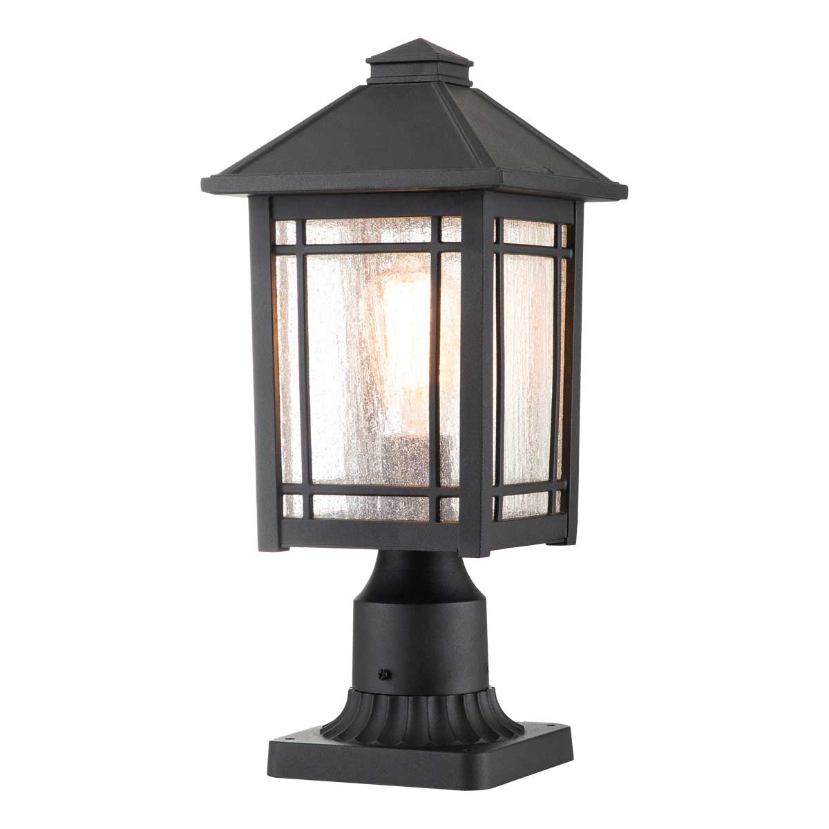 Quoizel Pedestal Lantern from the Cedar Point range. Cedar Point 1 Light Pedestal Product Code = QZ-CEDAR-POINT3-M-BK