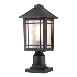Quoizel Pedestal Lantern from the Cedar Point range. Cedar Point 1 Light Pedestal Product Code = QZ-CEDAR-POINT3-M-BK