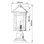 Quoizel Pedestal Lantern from the Cedar Point range. Cedar Point 1 Light Pedestal – SKU QZ-CEDAR-POINT3-M-BK