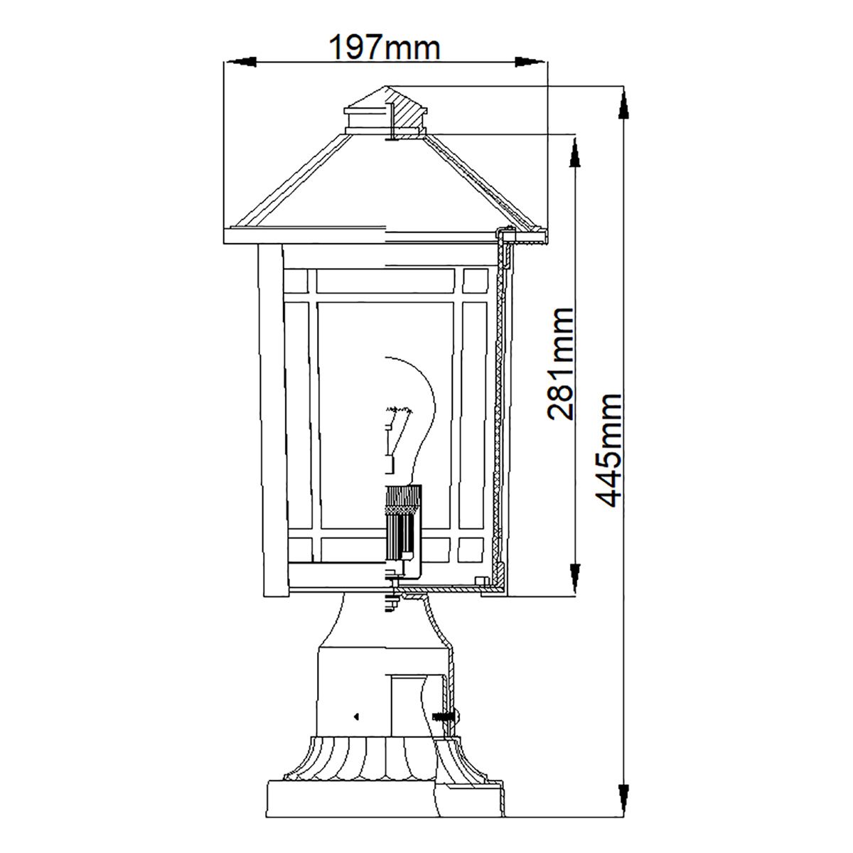 Quoizel Pedestal Lantern from the Cedar Point range. Cedar Point 1 Light Pedestal – SKU QZ-CEDAR-POINT3-M-BK
