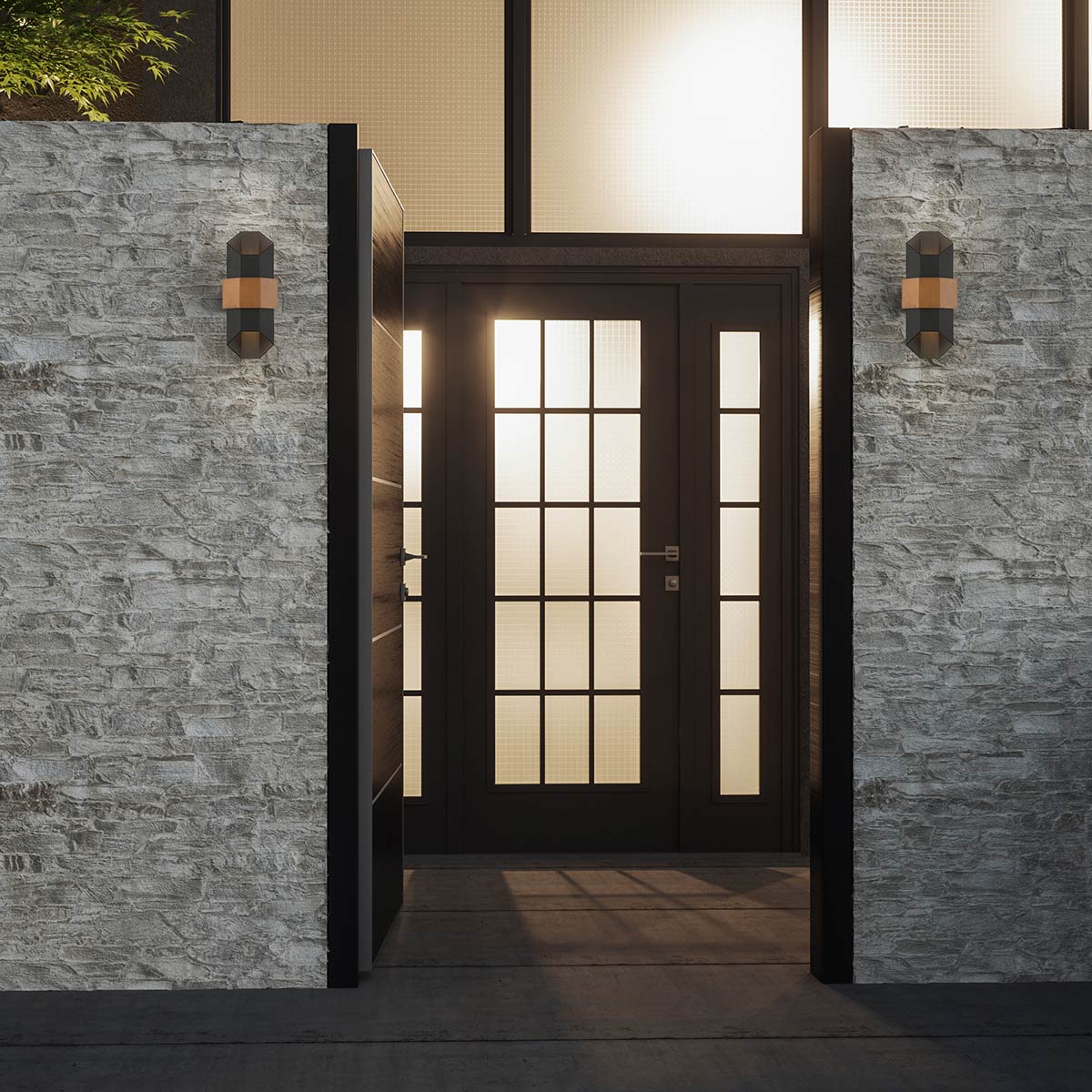 Quoizel Outdoor Wall Light from the Chasm range. Chasm LED Wall Lantern - Medium Product Code = QZ-CHASM-M-BKW