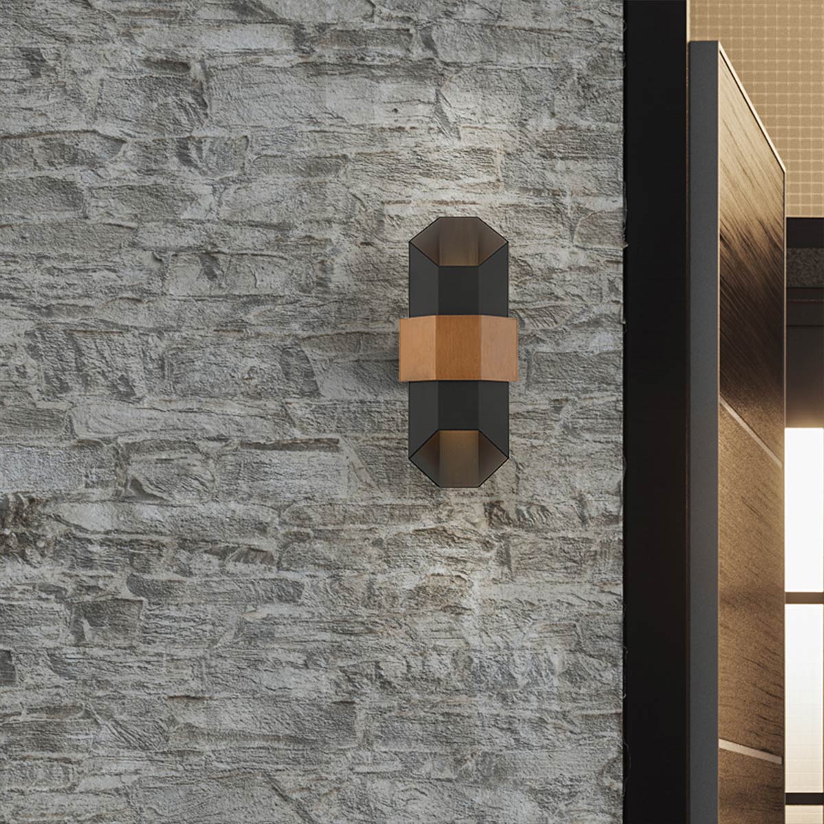 Quoizel Outdoor Wall Light from the Chasm range. Chasm LED Wall Lantern - Medium Product Code = QZ-CHASM-M-BKW