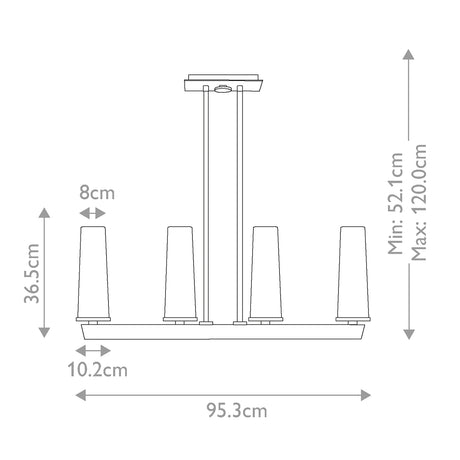 Quoizel Linear Chandelier from the Chelsea Loft range. Chelsea Loft 4 Light Pendant Product Code = QZ-CHELSEA-LOFT-P