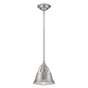 Quoizel Pendant from the Cody range. Cody 1 Light Mini Pendant in Brushed Nickel Product Code = QZ-CODY-P-S-BN