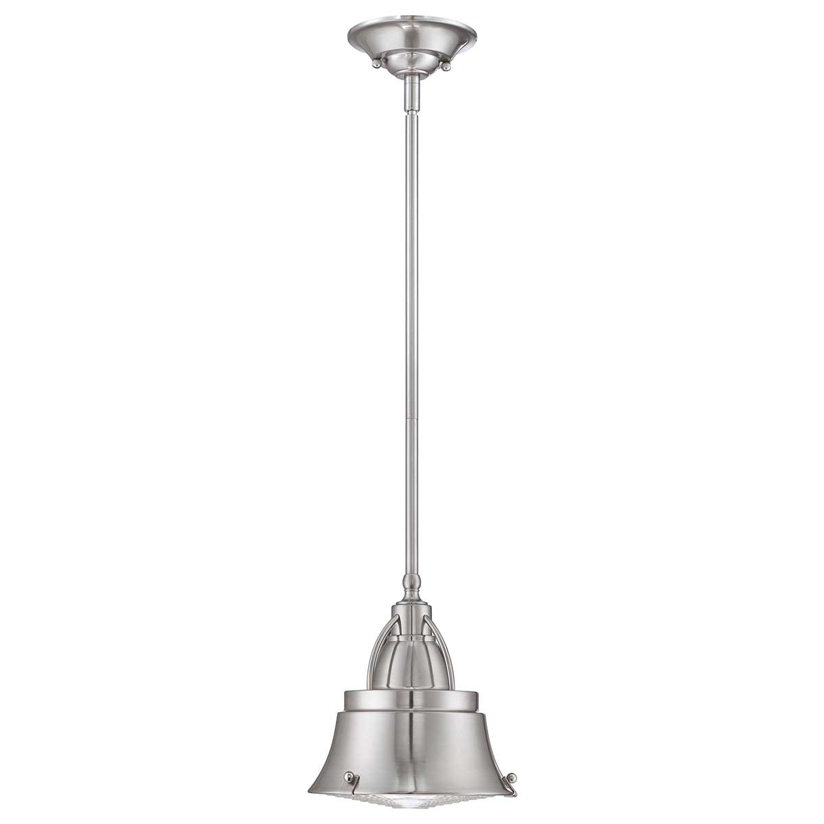 Quoizel Pendant from the Cody range. Cody 1 Light Mini Pendant in Brushed Nickel Product Code = QZ-CODY-P-S-BN