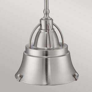 Quoizel Pendant from the Cody range. Cody 1 Light Mini Pendant in Brushed Nickel Product Code = QZ-CODY-P-S-BN