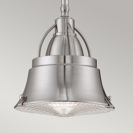 Quoizel Pendant from the Cody range. Cody 1 Light Mini Pendant in Brushed Nickel Product Code = QZ-CODY-P-S-BN