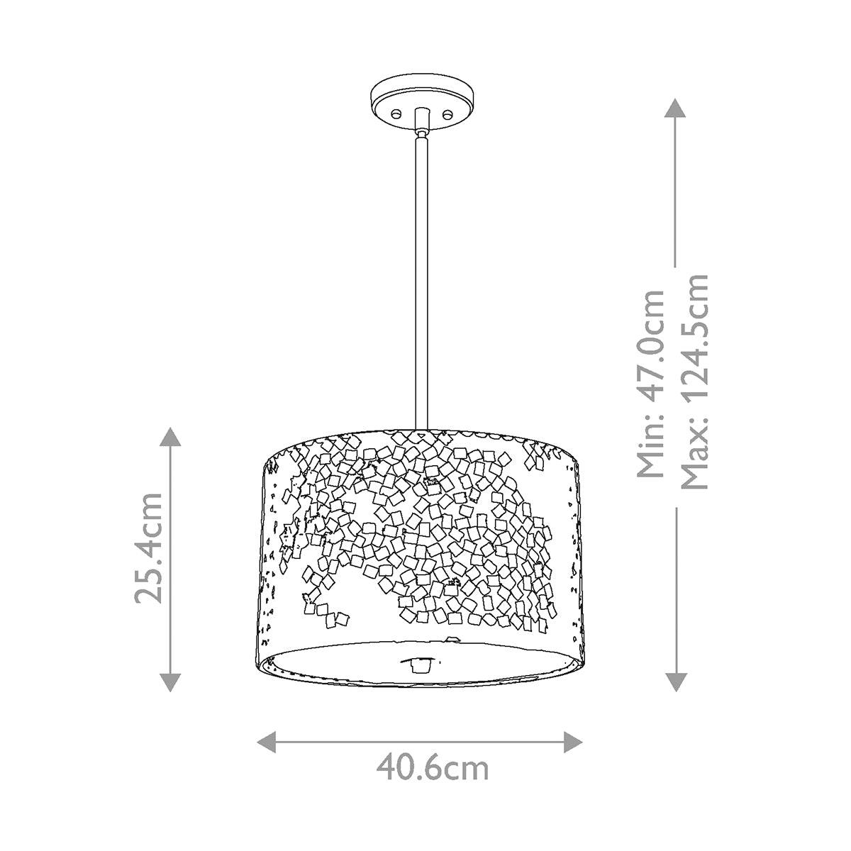Quoizel Pendant from the Confetti range. Confetti 3 Light Medium Pendant Product Code = QZ-CONFETTI-P-M
