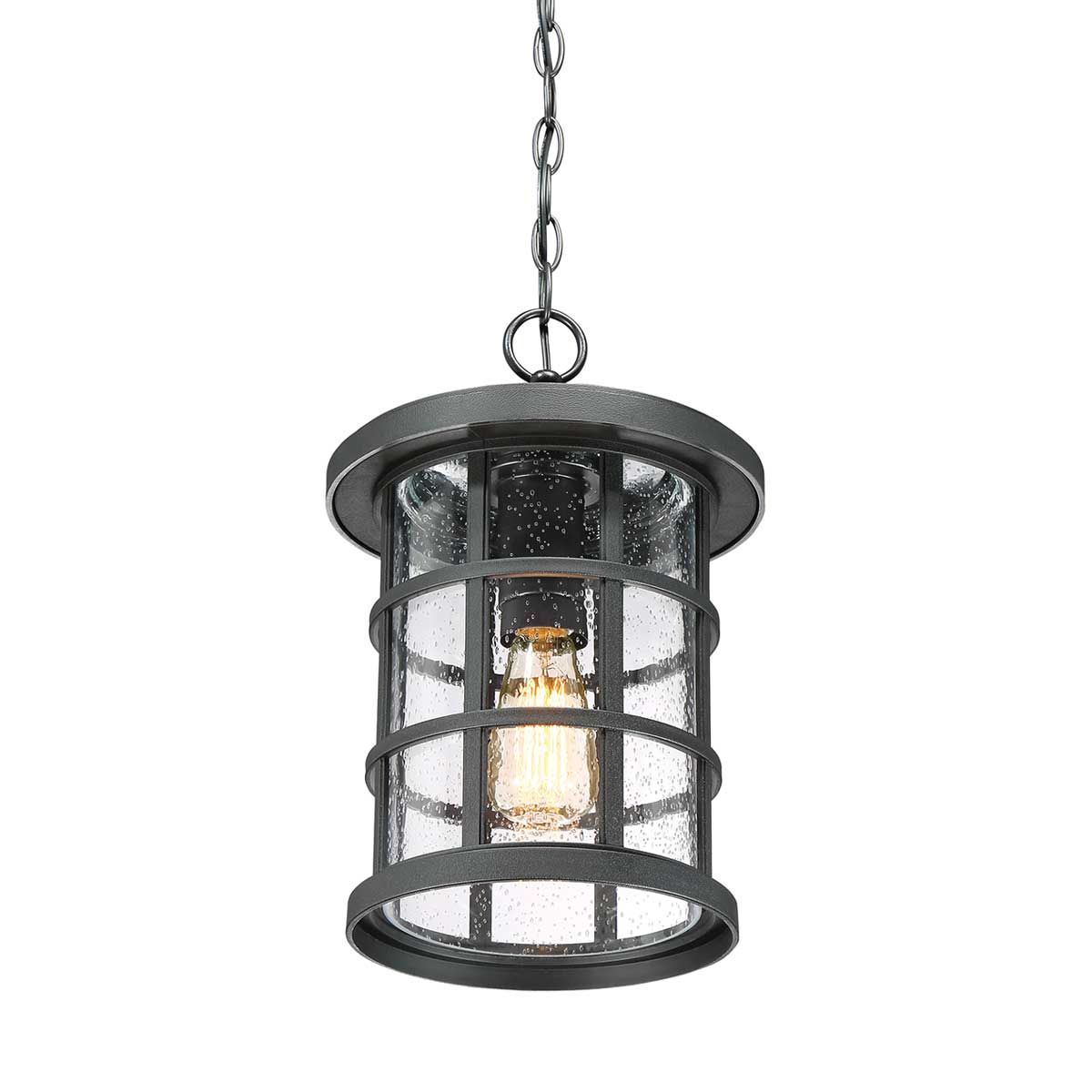Quoizel Outdoor Hanging from the Crusade range. Crusade 1 Light Chain Lantern – SKU QZ-CRUSADE8-BLK