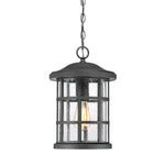 Quoizel Outdoor Hanging from the Crusade range. Crusade 1 Light Chain Lantern – SKU QZ-CRUSADE8-BLK