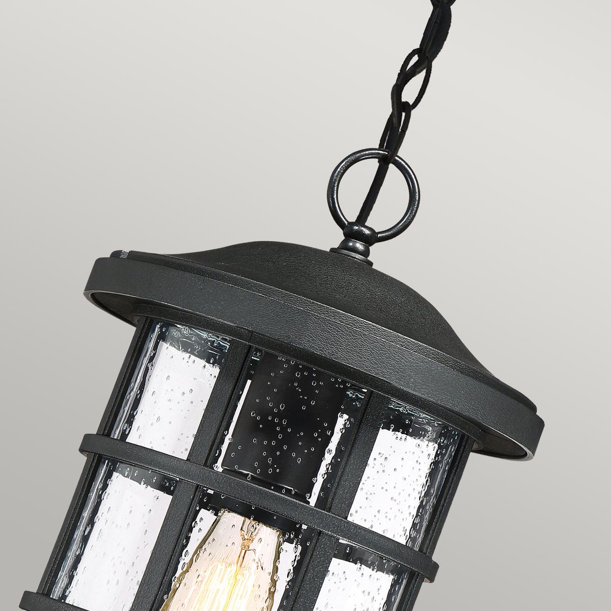 Quoizel Outdoor Hanging from the Crusade range. Crusade 1 Light Chain Lantern – SKU QZ-CRUSADE8-BLK