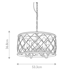 Quoizel Pendant from the Dury range. Dury 4 Light Pendant Chandelier Product Code = QZ-DURY-P