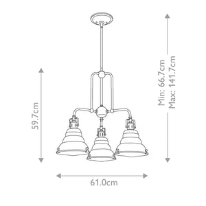 Quoizel Chandelier from the Eastvale range. Eastvale 3 Light Chandelier Product Code = QZ-EASTVALE3