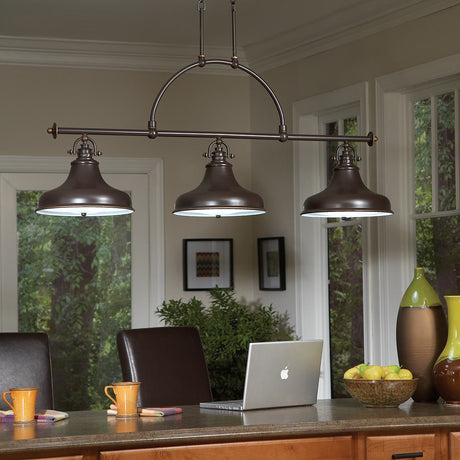 Quoizel Pendant from the Emery range. Emery 3 Light Island Light Product Code = QZ-EMERY3P-PN