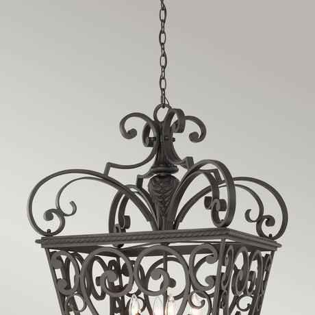Quoizel Pendant from the Fort Quinn range. Fort Quinn 8 Light Chain Lantern Product Code = QZ-FORTQUINN8